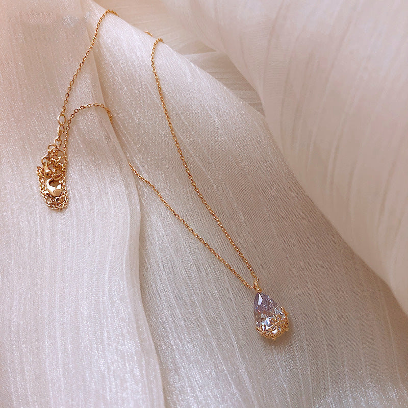 Women’s Crystal Water Drop Pendant Necklace