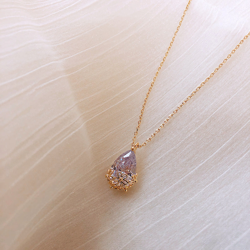 Women’s Crystal Water Drop Pendant Necklace