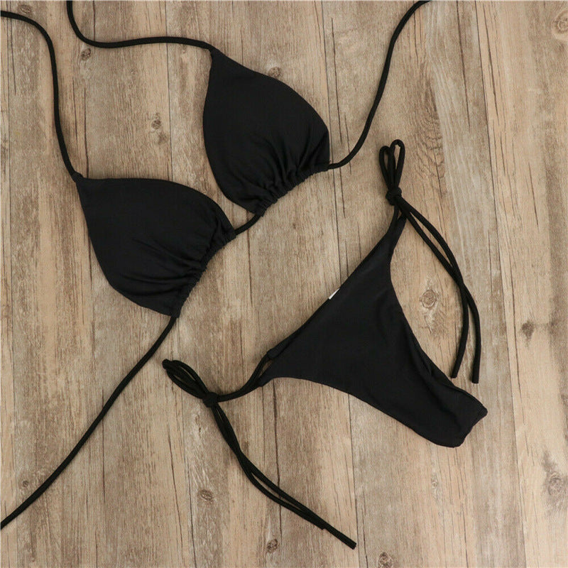 Women’s Halter Neck Tie Bikini Split Swimsuit