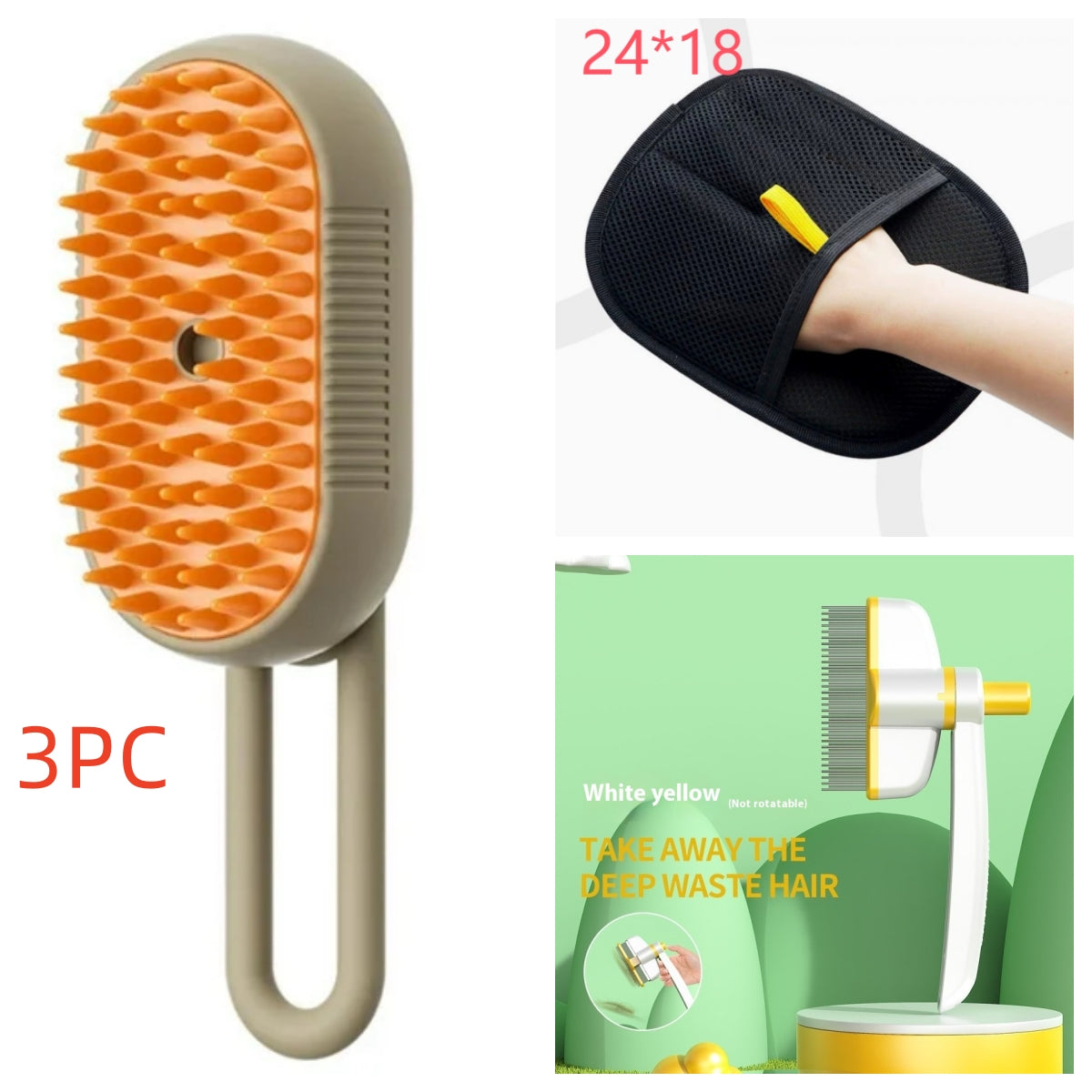 3-in-1 Electric Spray Steam Brush for Cats and Dogs