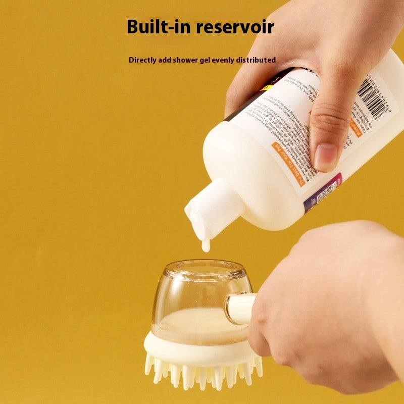 3-in-1 Pet Bath Brush for Dogs and Cats with Massage, Deshedding Comb, and Foaming Tool