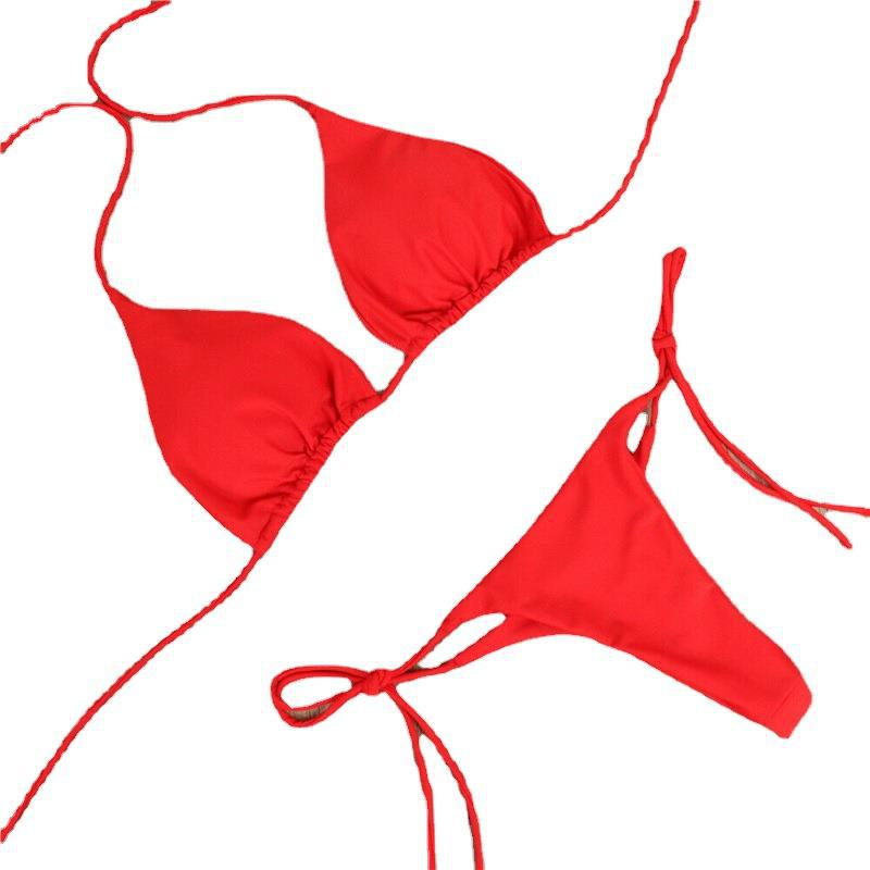 Women’s Halter Neck Tie Bikini Split Swimsuit