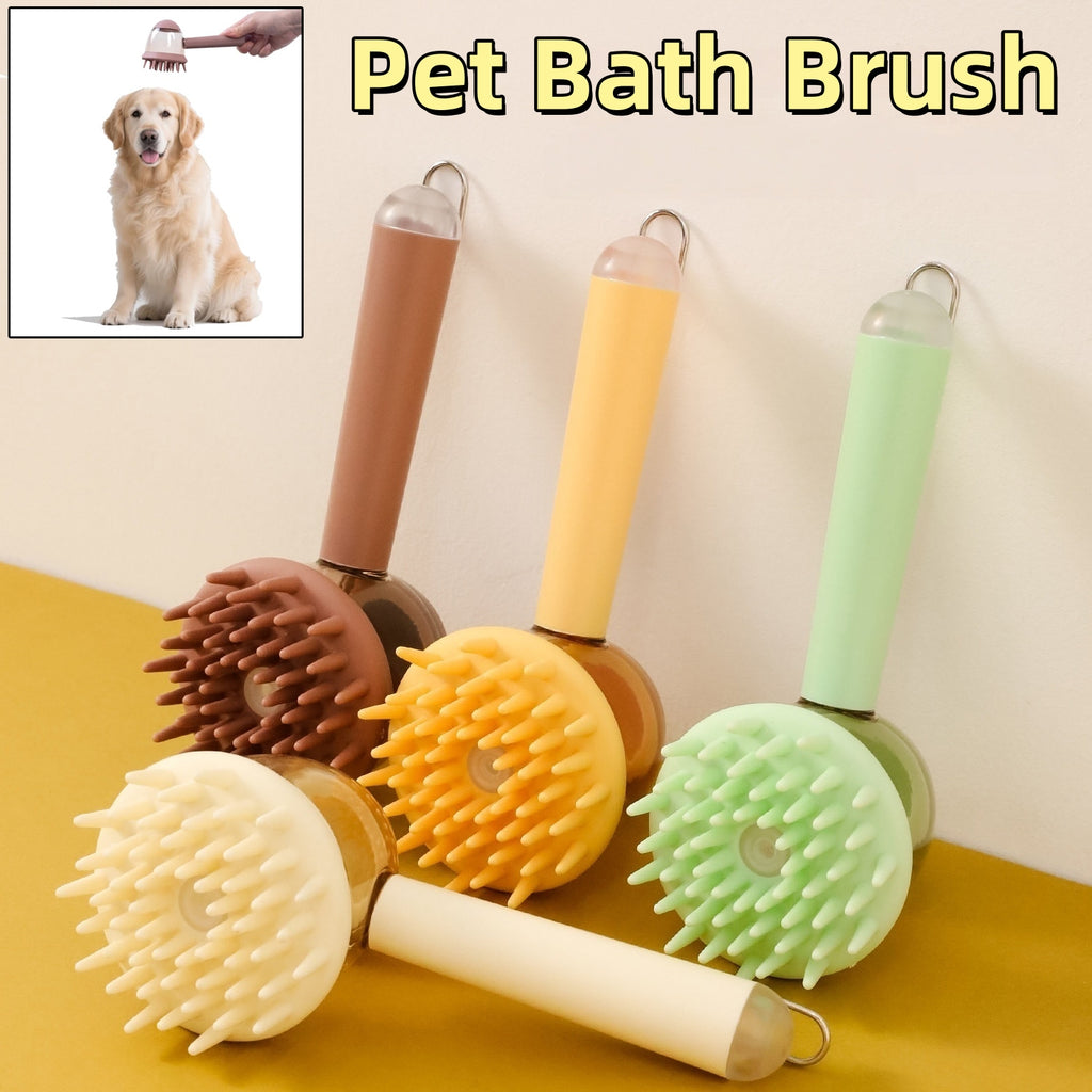 3-in-1 Pet Bath Brush for Dogs and Cats with Massage, Deshedding Comb, and Foaming Tool
