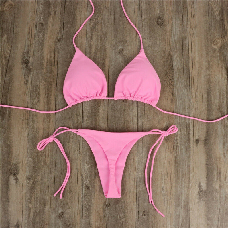 Women’s Halter Neck Tie Bikini Split Swimsuit