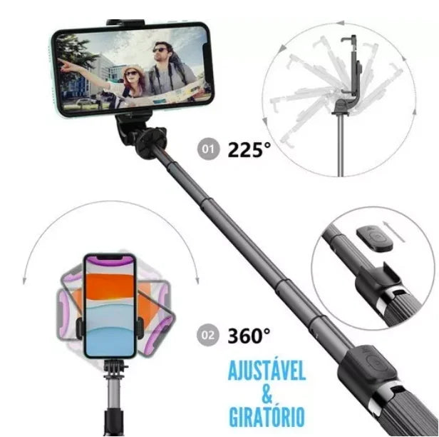 3-in-1 Bluetooth Selfie Stick with Mini Tripod and 360° Rotation