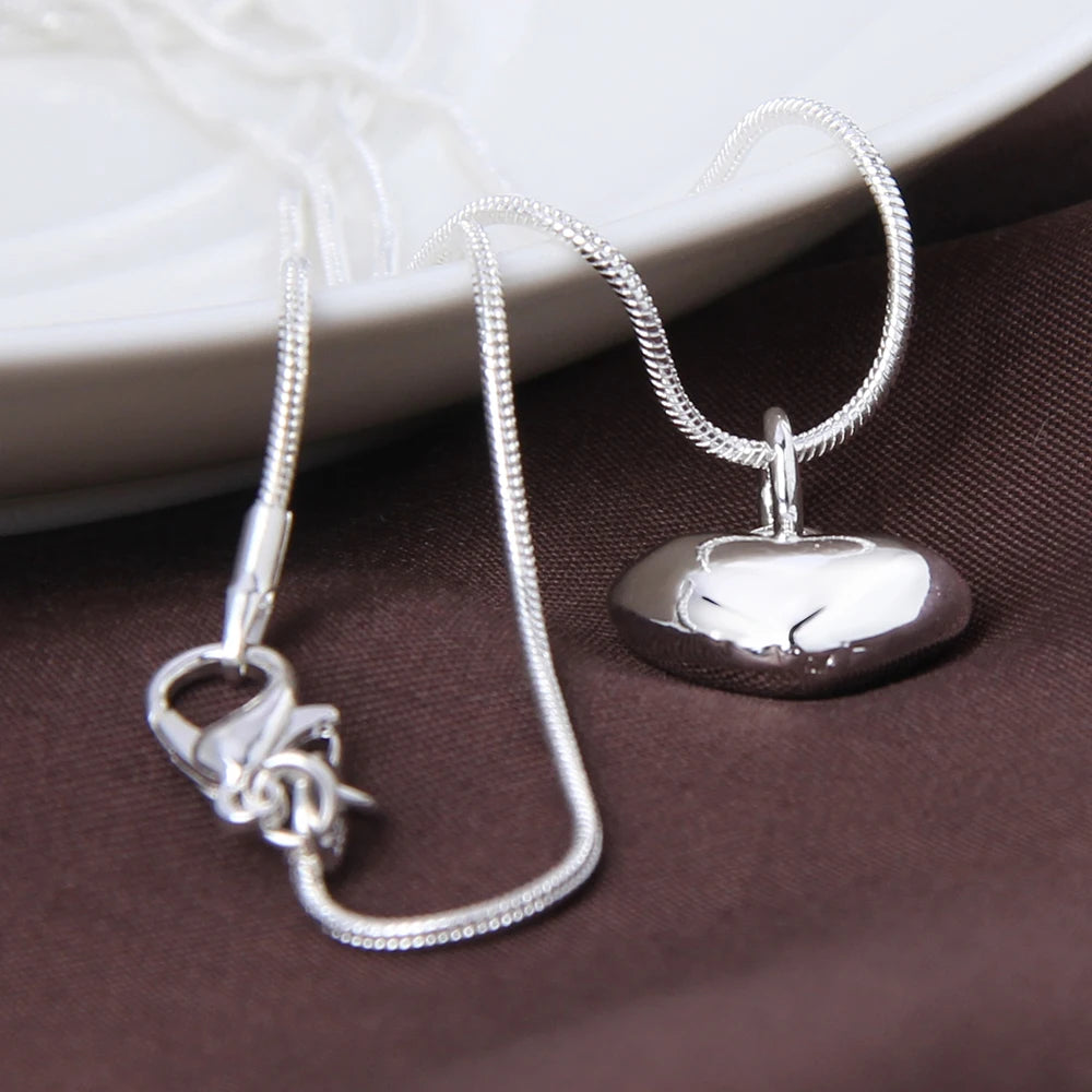 DOTEFFIL Silver Color Small Heart Pendant Necklace for Women
