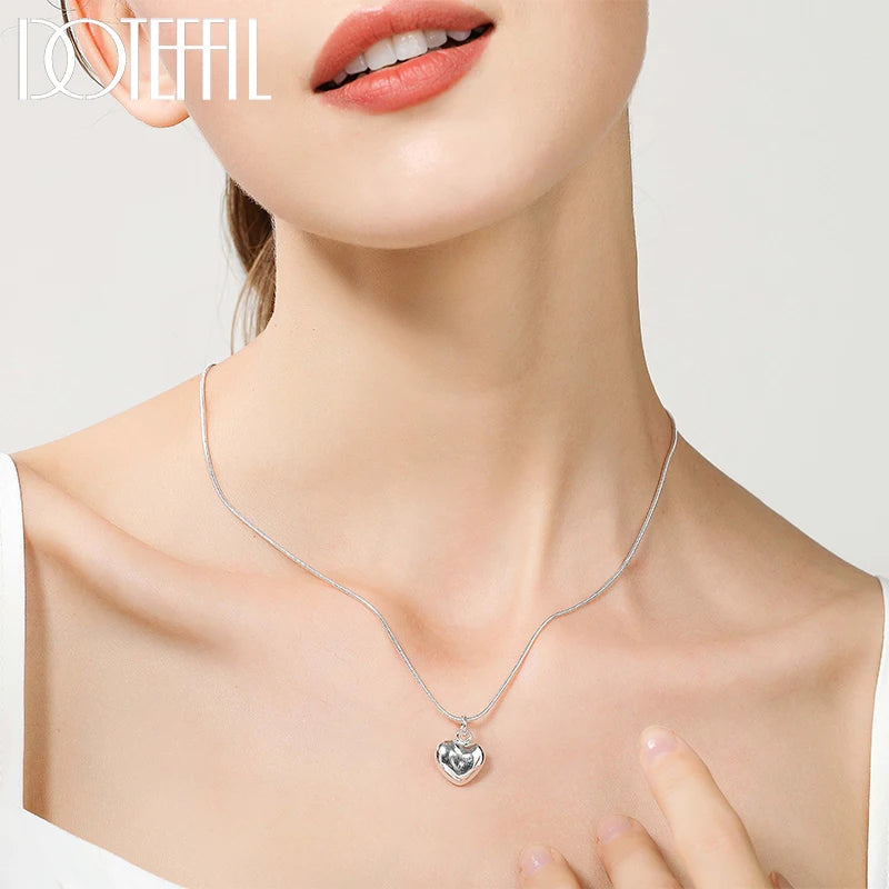 DOTEFFIL Silver Color Small Heart Pendant Necklace for Women