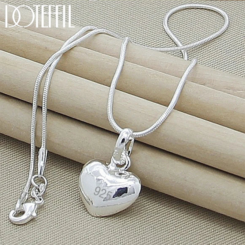 DOTEFFIL Silver Color Small Heart Pendant Necklace for Women
