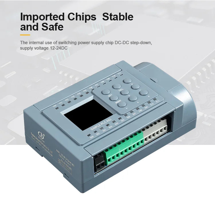 Huaqingjun 8DI 8DO PLC Controller with Relay Output, 2AI 2AO, RS485 Modbus RTU Programmable Logic Controller for Greenhouse Automation