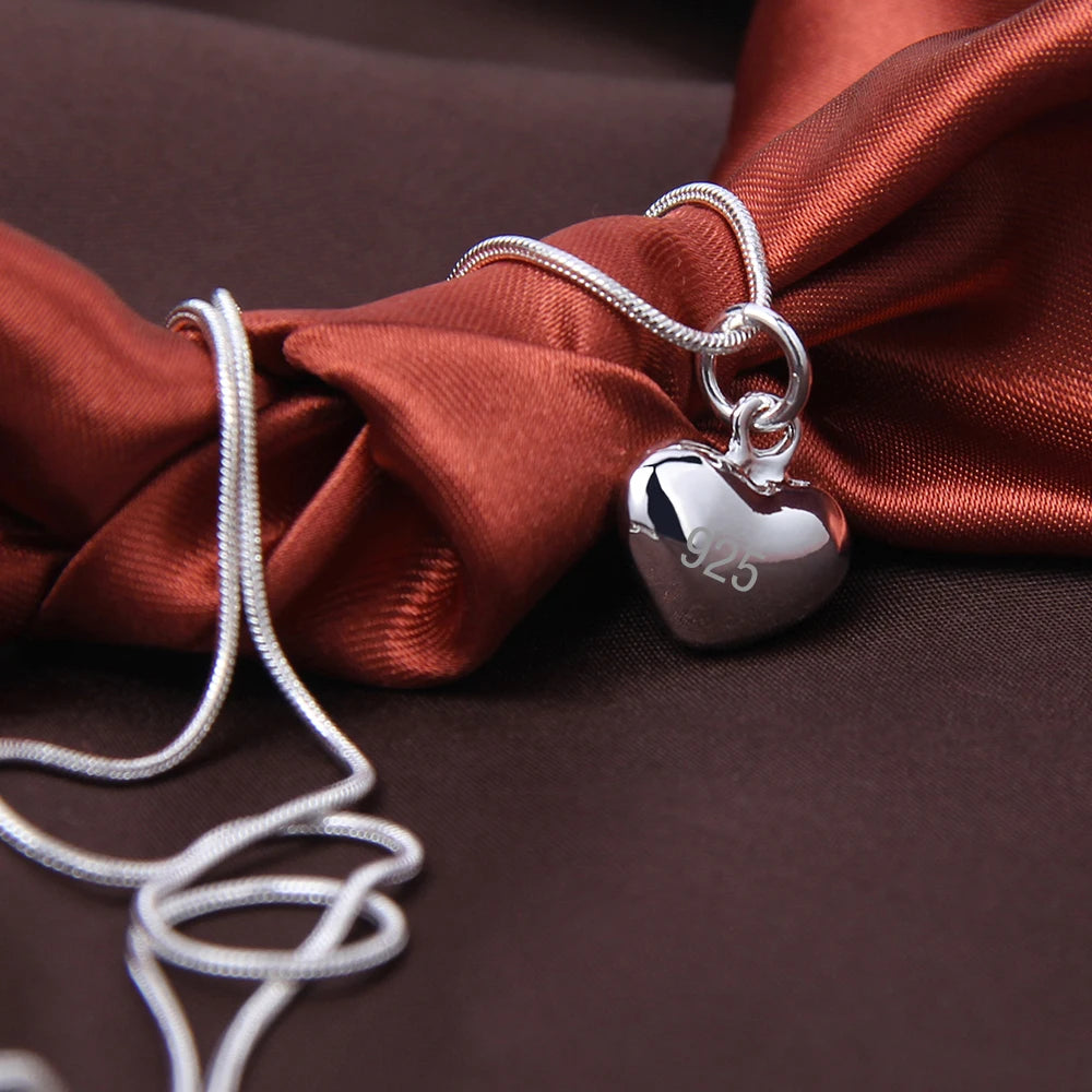 DOTEFFIL Silver Color Small Heart Pendant Necklace for Women