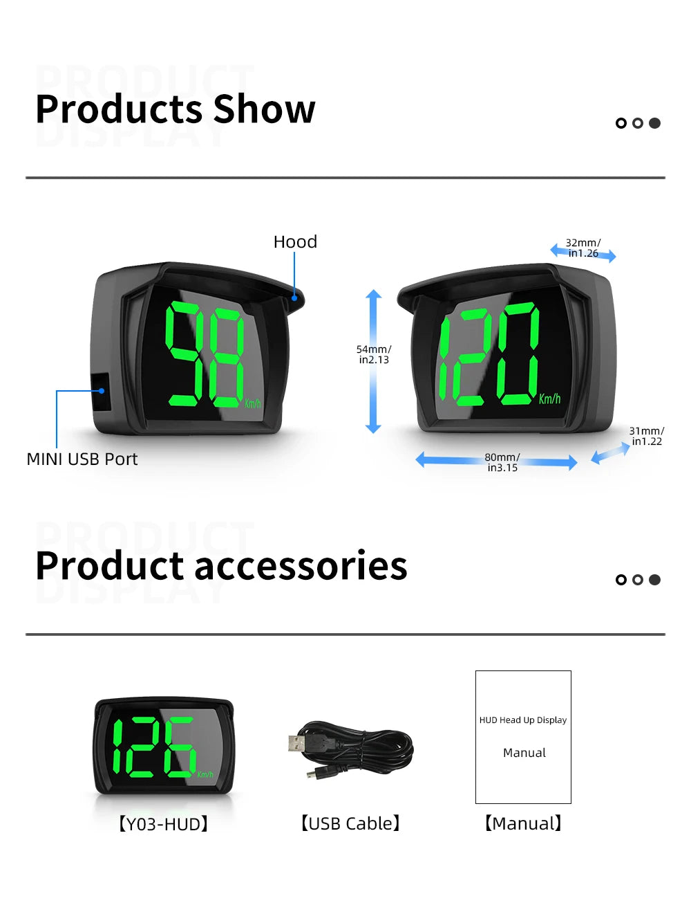 Y03 Universal Car HUD Head Up Display Digital Speedometer