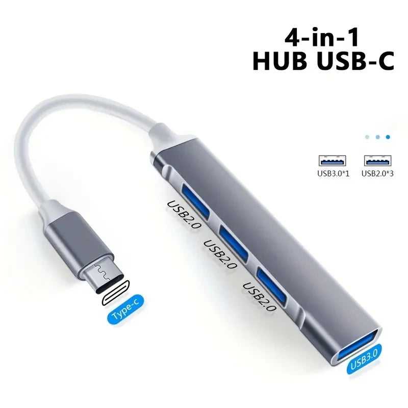 4-Port Multi-Splitter Type-C USB Hub OTG Adapter for Xiaomi, Lenovo, MacBook and PC