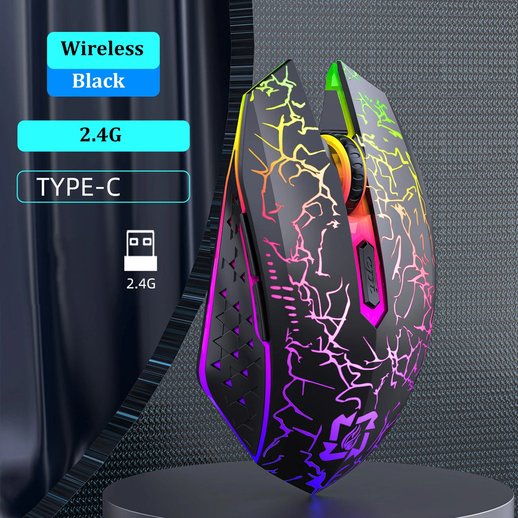 Bluetooth 5.2 RGB Wireless Gaming Mouse 2.4G Dual-Mode Silent Mouse