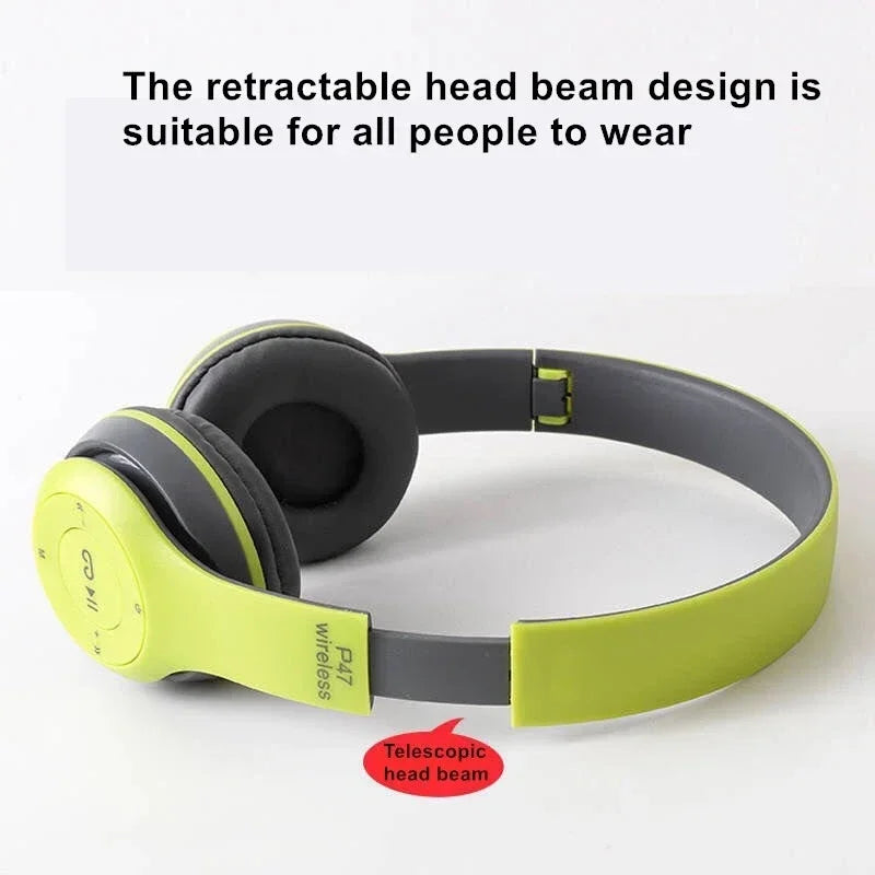 Headphone P47 Dobrável Bluetooth 5.0 com Entrada para Cartão TF e Conexão por Cabo