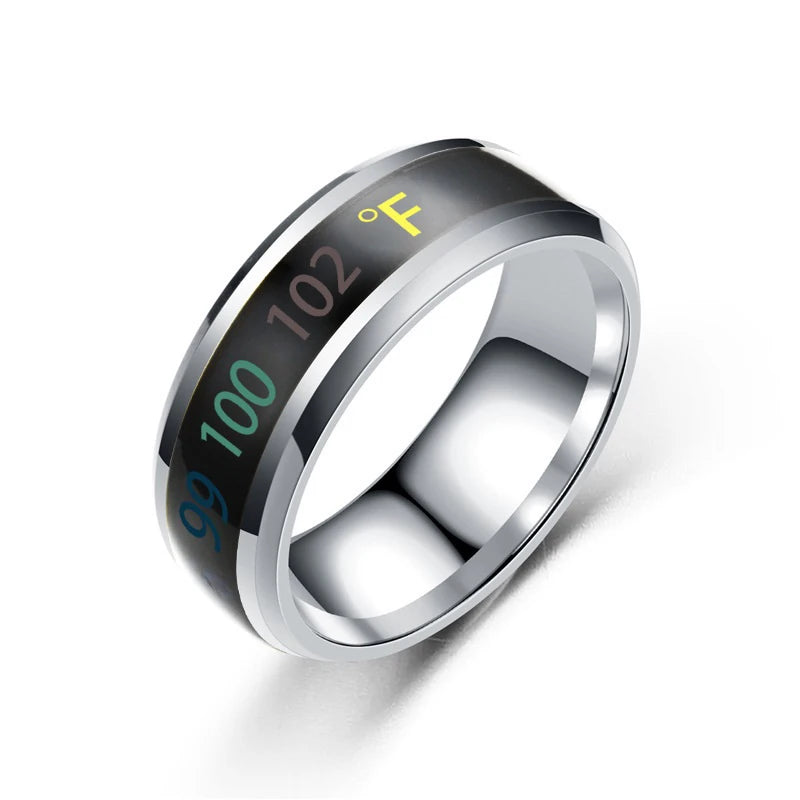 Smart Stainless Steel Multifunctional Couple Mood Ring – Temperature Sensitive Waterproof Jewelry