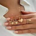 4-Piece Vintage Gold Heart Jewelry Set for Women