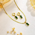 Green Crystal Necklace and Earrings Jewelry Set for Women