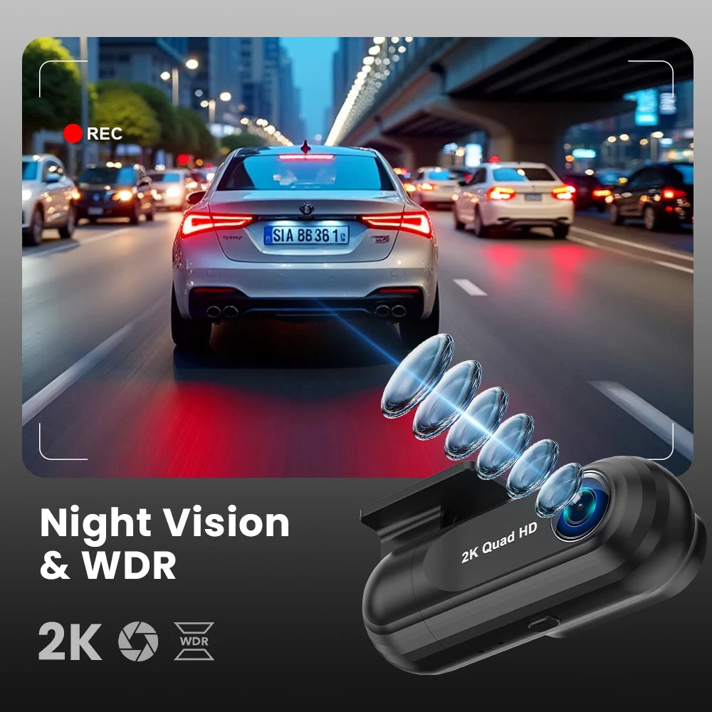 Soam 2.5K Front Dash Cam Built-in WiFi Car DVR with G-Sensor, Night Vision, WDR, GPS and 24H Parking Mode