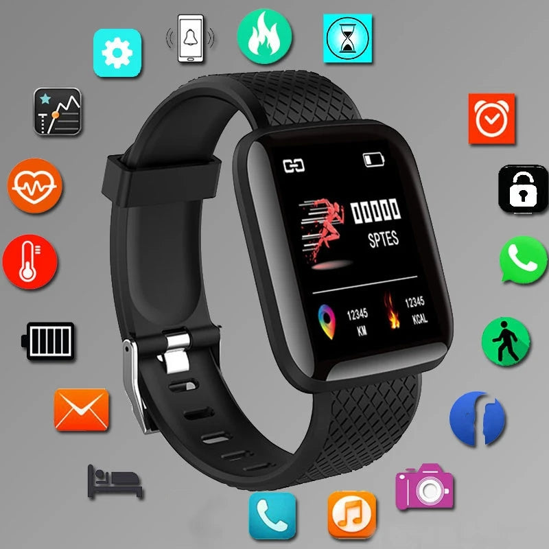 Unisex Smartwatch Fitness Monitor with Message Notifications for Android and iOS