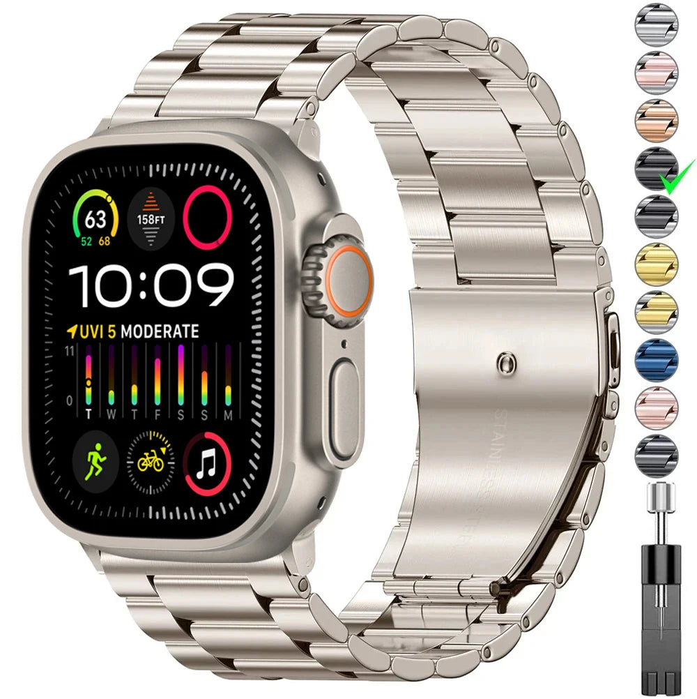 Stainless Steel Titanium Alloy Strap for Apple Watch Ultra and Series 6/7/8/9/10