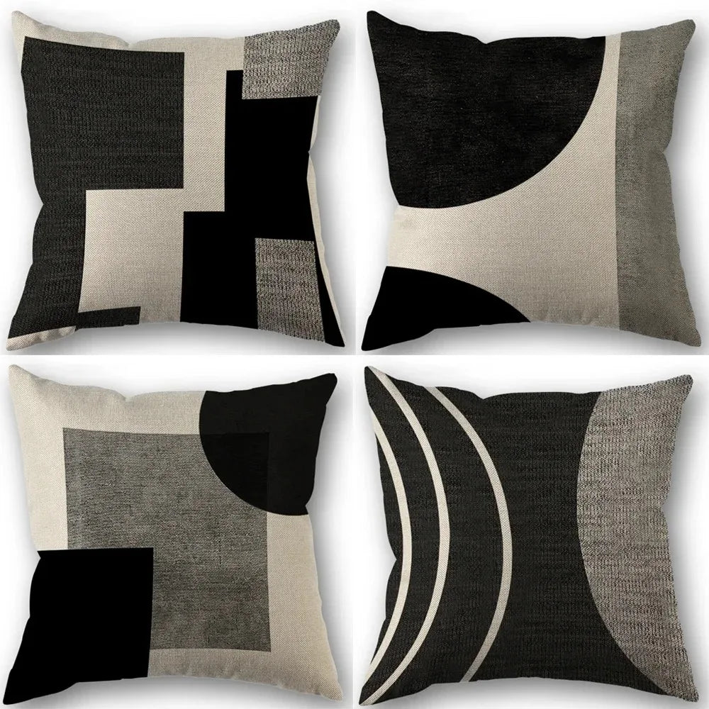45x45cm Abstract Geometric Black and White Decorative Pillowcase