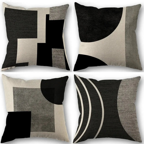 45x45cm Abstract Geometric Black and White Decorative Pillowcase