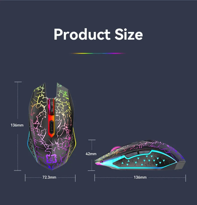 Bluetooth 5.2 RGB Wireless Gaming Mouse 2.4G Dual-Mode Silent Mouse