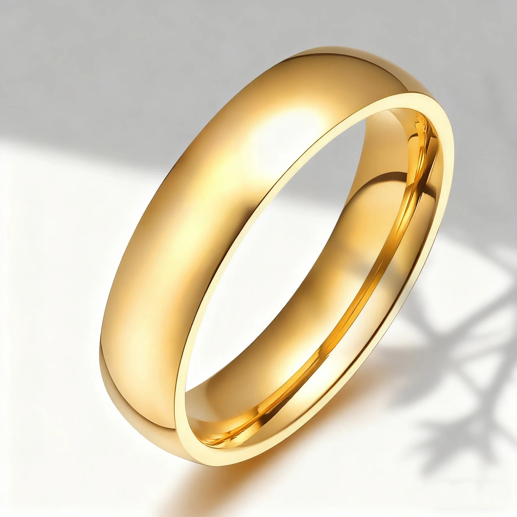 Custom Couple Rings PVD Gold Plated Personalized Name Wedding Bands Gift with Card for Women and Men