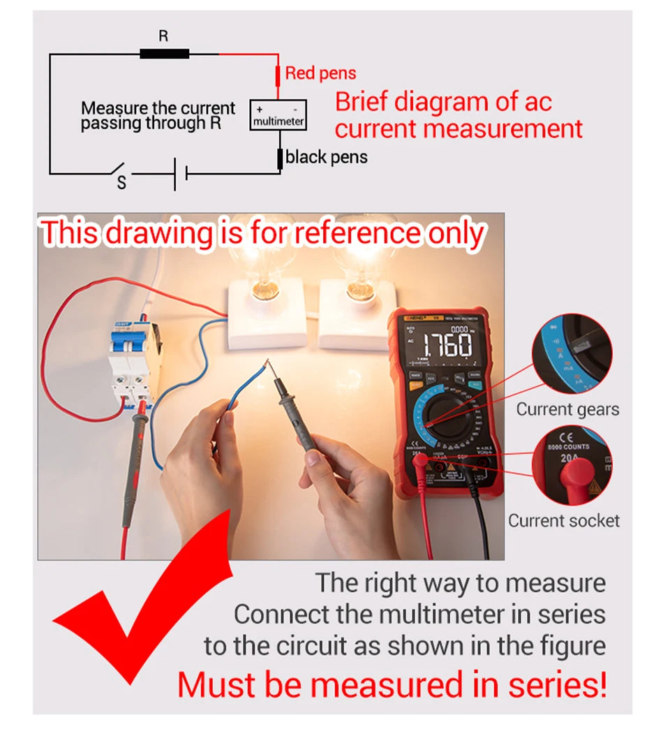 ANENG SZ305 Digital Multimeter Professional AC/DC Voltage Ammeter with Capacitor, hFE Triode and NCV Tester