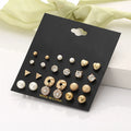 40Pcs Gold Color Earrings Set for Women Butterfly Heart Pearl