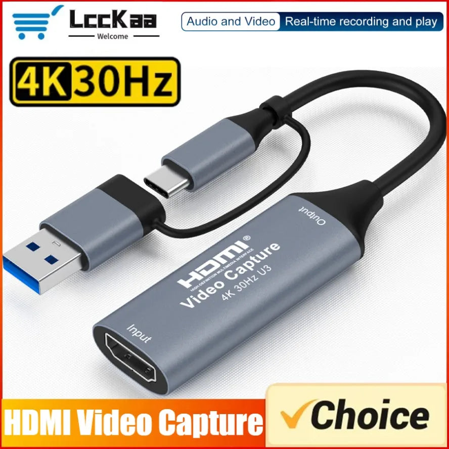 4K HDMI to USB 3.0 Type-C Video Capture Card for Gaming Live Streaming