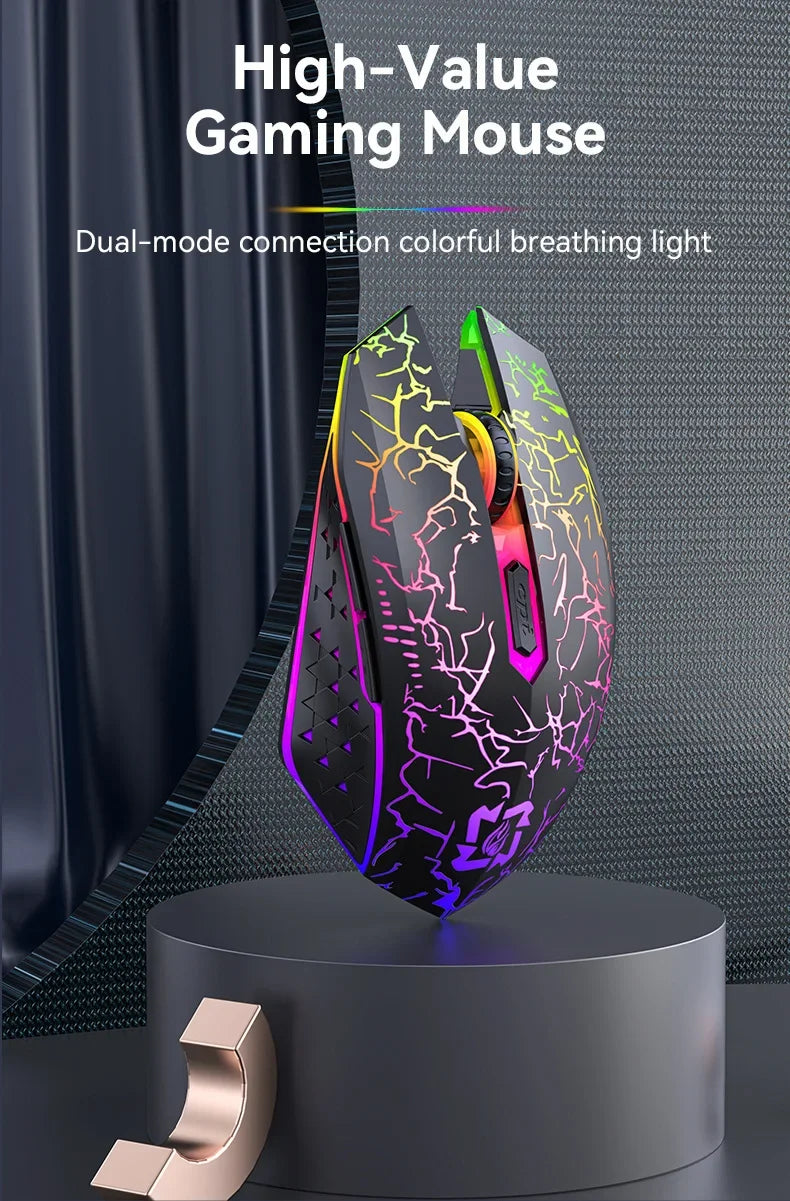 Bluetooth 5.2 RGB Wireless Gaming Mouse 2.4G Dual-Mode Silent Mouse