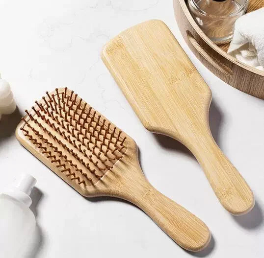 Bamboo Paddle Hair Brush – Wooden Scalp Massage Comb for Hair Care