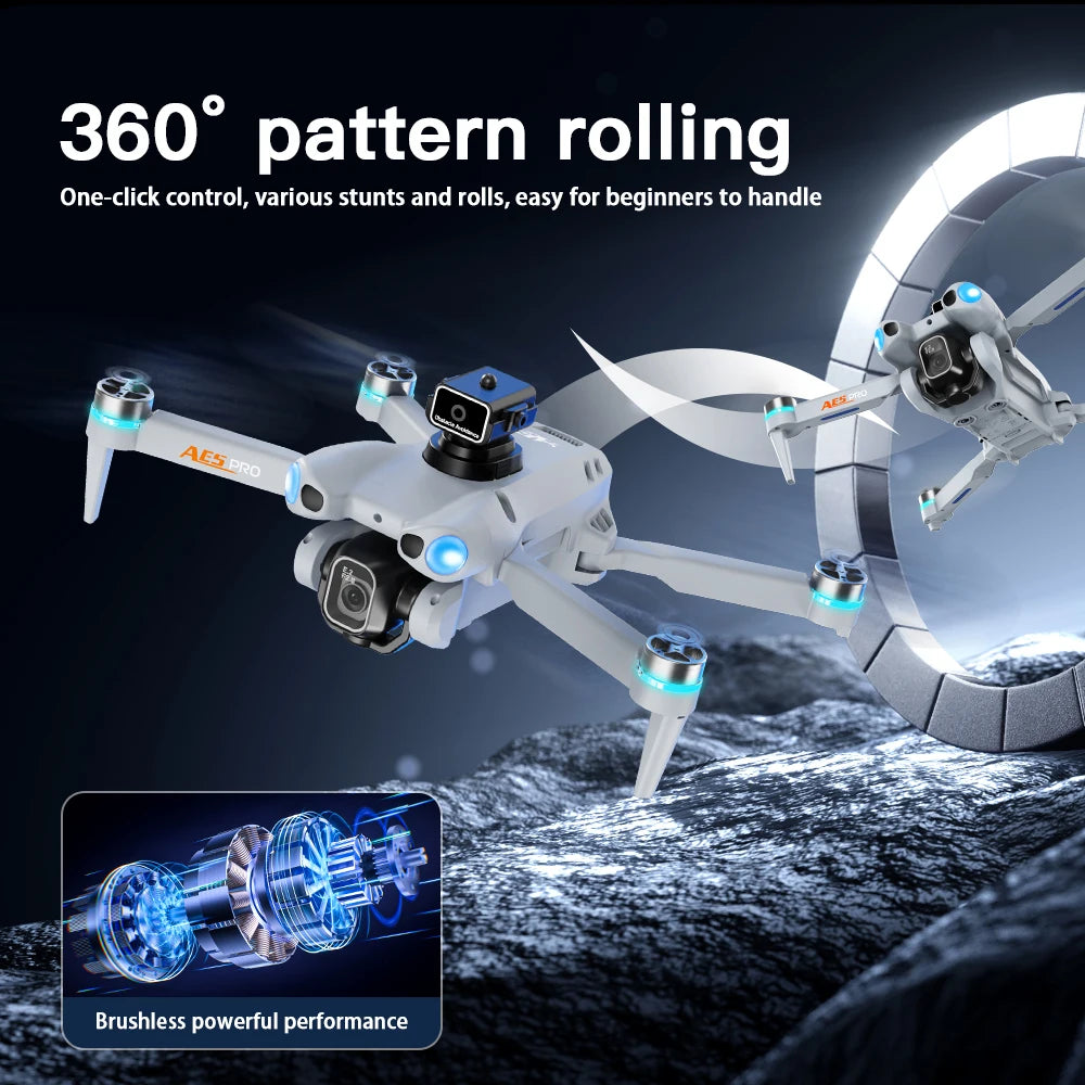 AE5 Max 8K HD Quadcopter Drone with 4.5” Screen Controller, 20 Min Battery, Headless Mode and 360° Flip