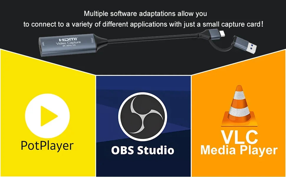 4K HDMI to USB 3.0 Type-C Video Capture Card for Gaming Live Streaming