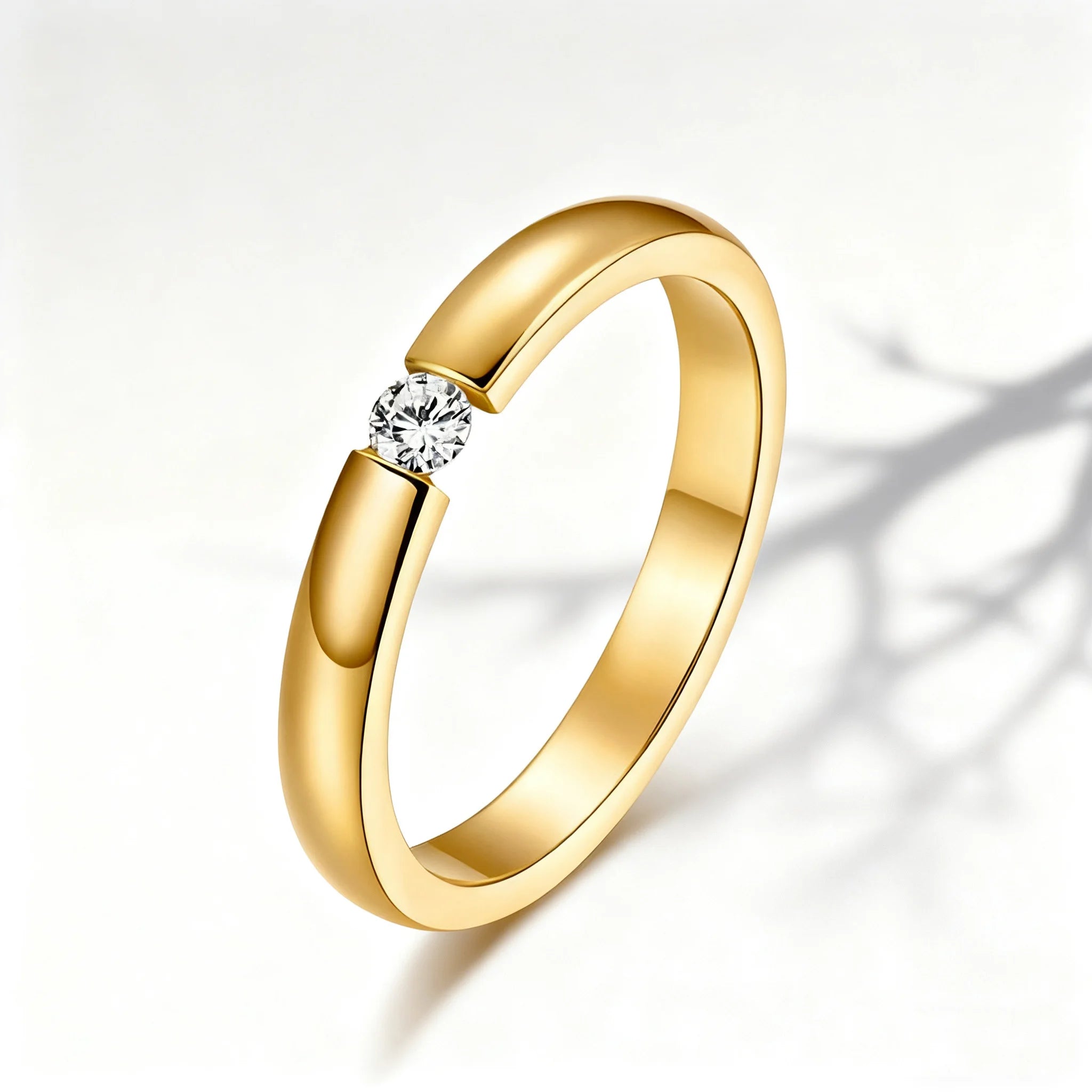 Custom Couple Rings PVD Gold Plated Personalized Name Wedding Bands Gift with Card for Women and Men