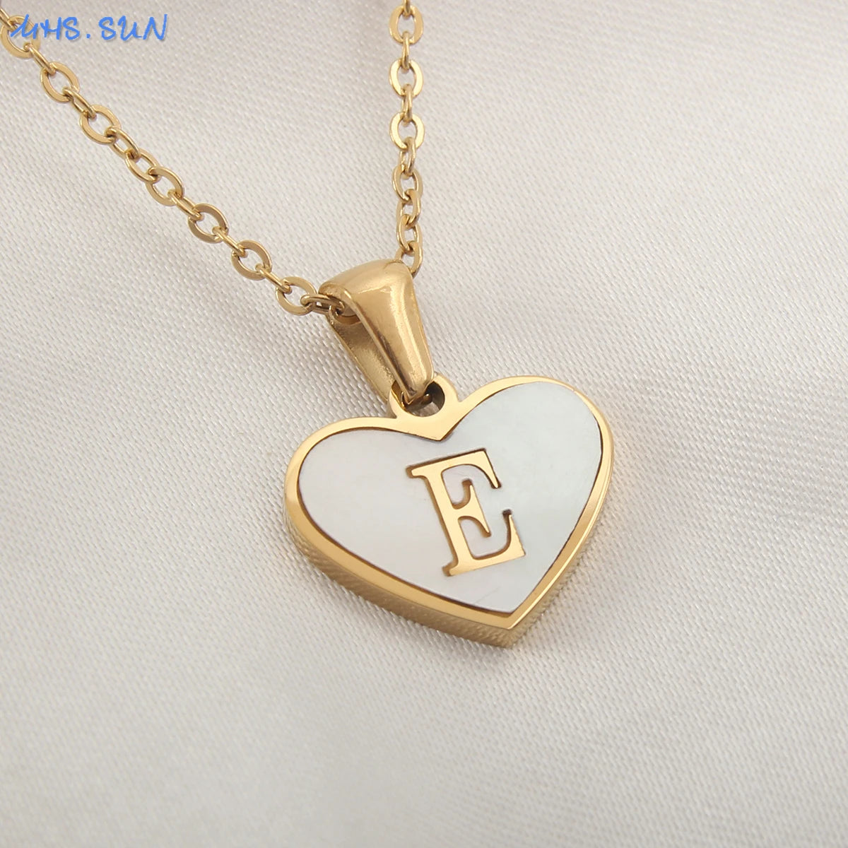 Stainless Steel Heart Initial Necklace for Women A-Z