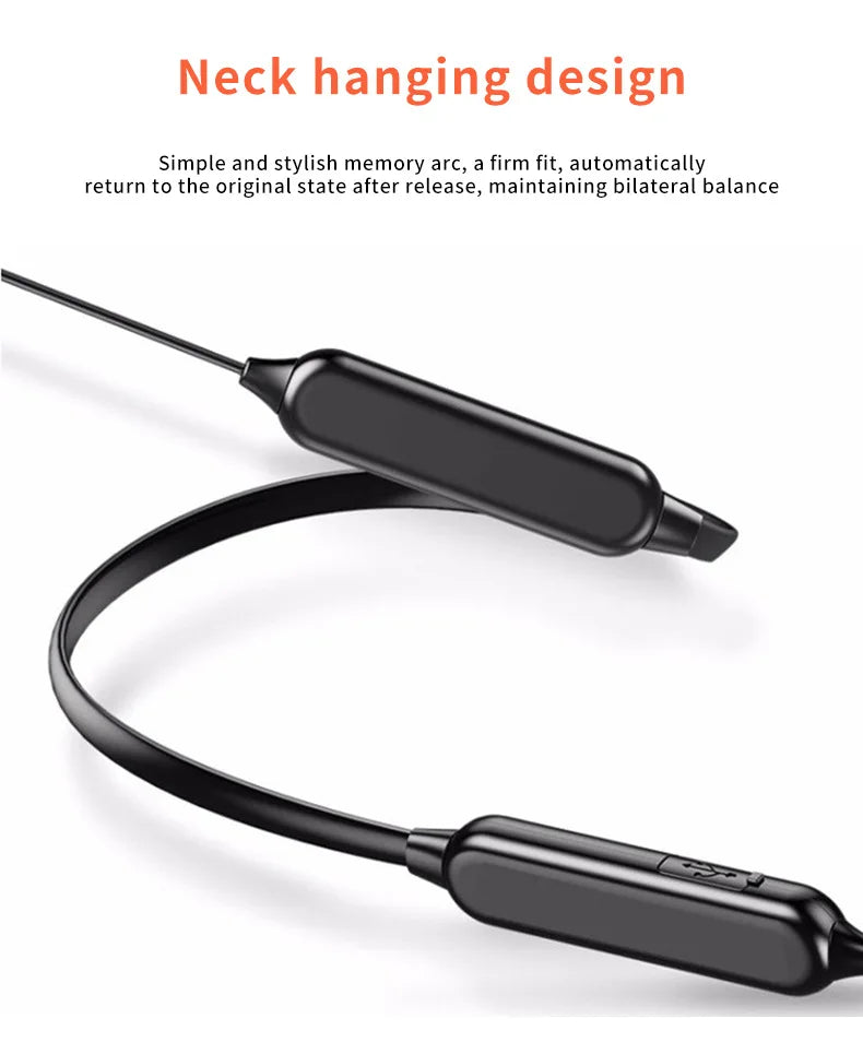Wireless 9D Bluetooth 5.2 Neckband Sports Headset with Microphone