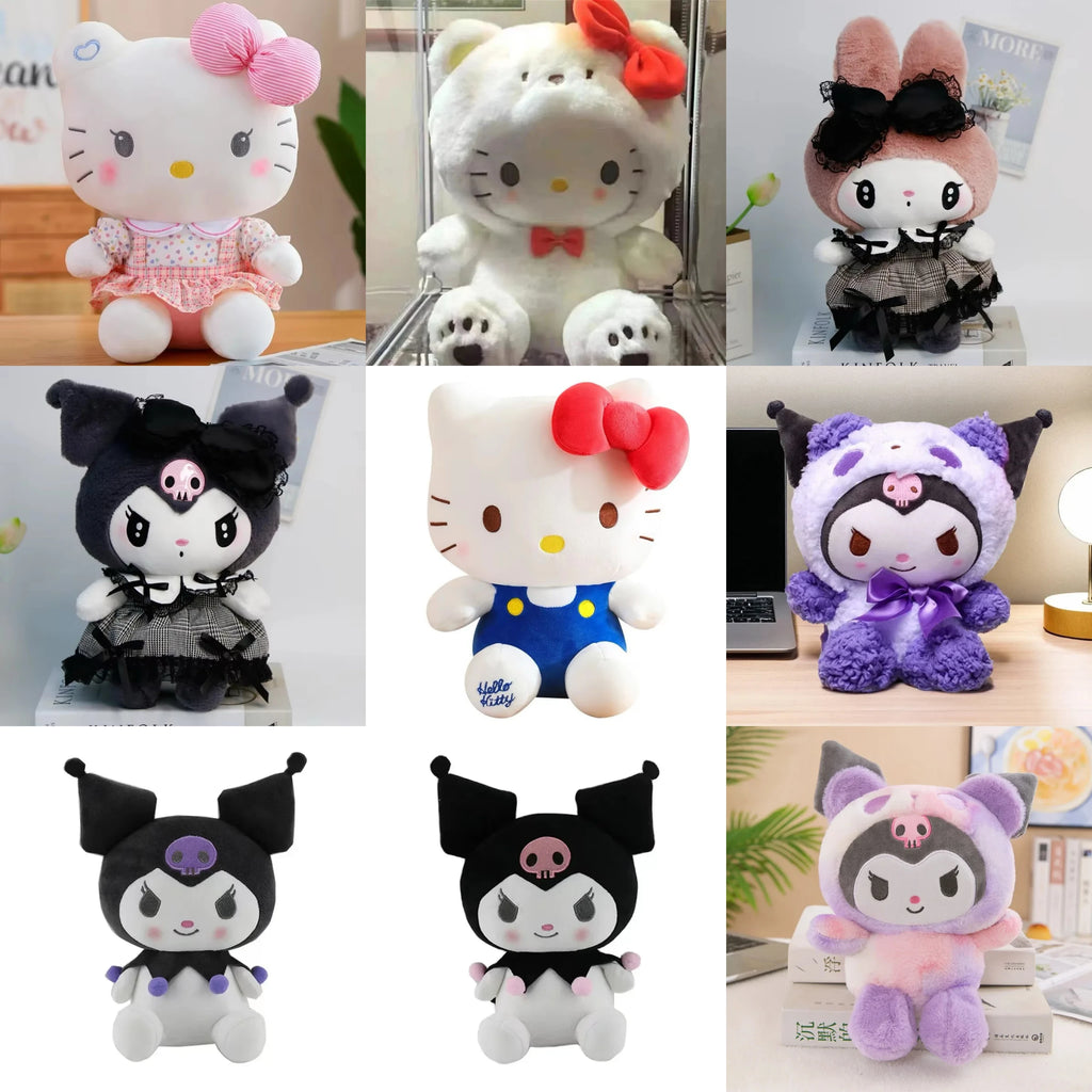 25CM Kawaii Sanrio Plush Doll Hello Kitty Cinnamoroll Kuromi Pochacco Stuffed Toy for Children Birthday Gift