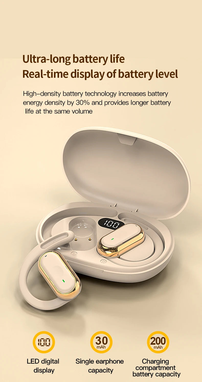 Bluetooth 5.4 IPX7 Waterproof Sports Earphones with ENC Mic