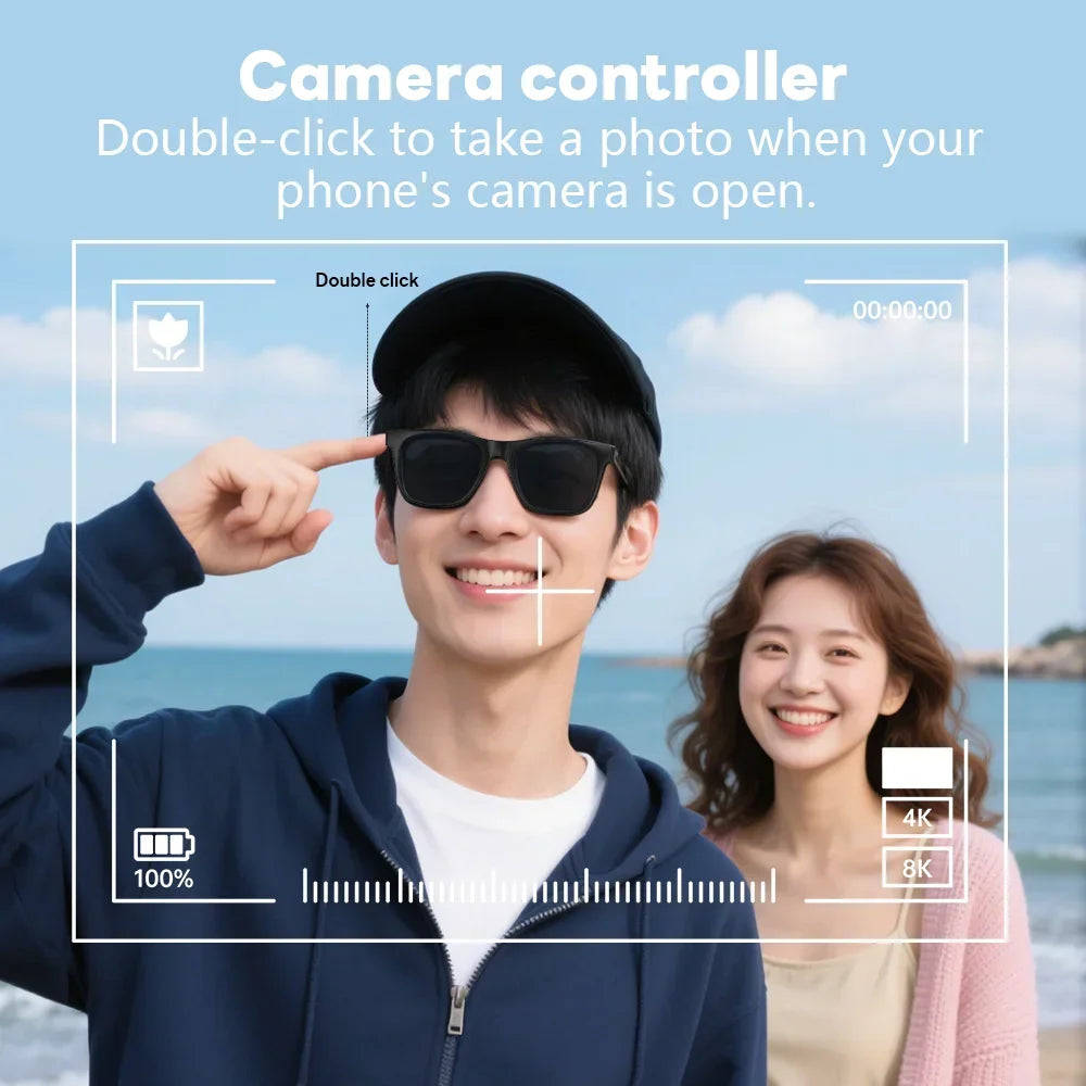 Lenovo AI Smart Glasses with 8K Touch Control, Photo Camera, Recording, Translator, Voice Assistant and Bluetooth