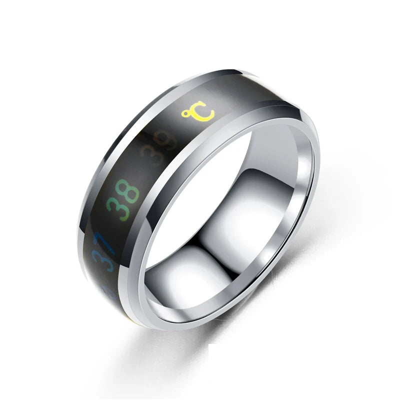 Smart Stainless Steel Multifunctional Couple Mood Ring – Temperature Sensitive Waterproof Jewelry