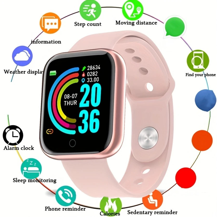 Unisex Smartwatch Fitness Monitor with Message Notifications for Android and iOS