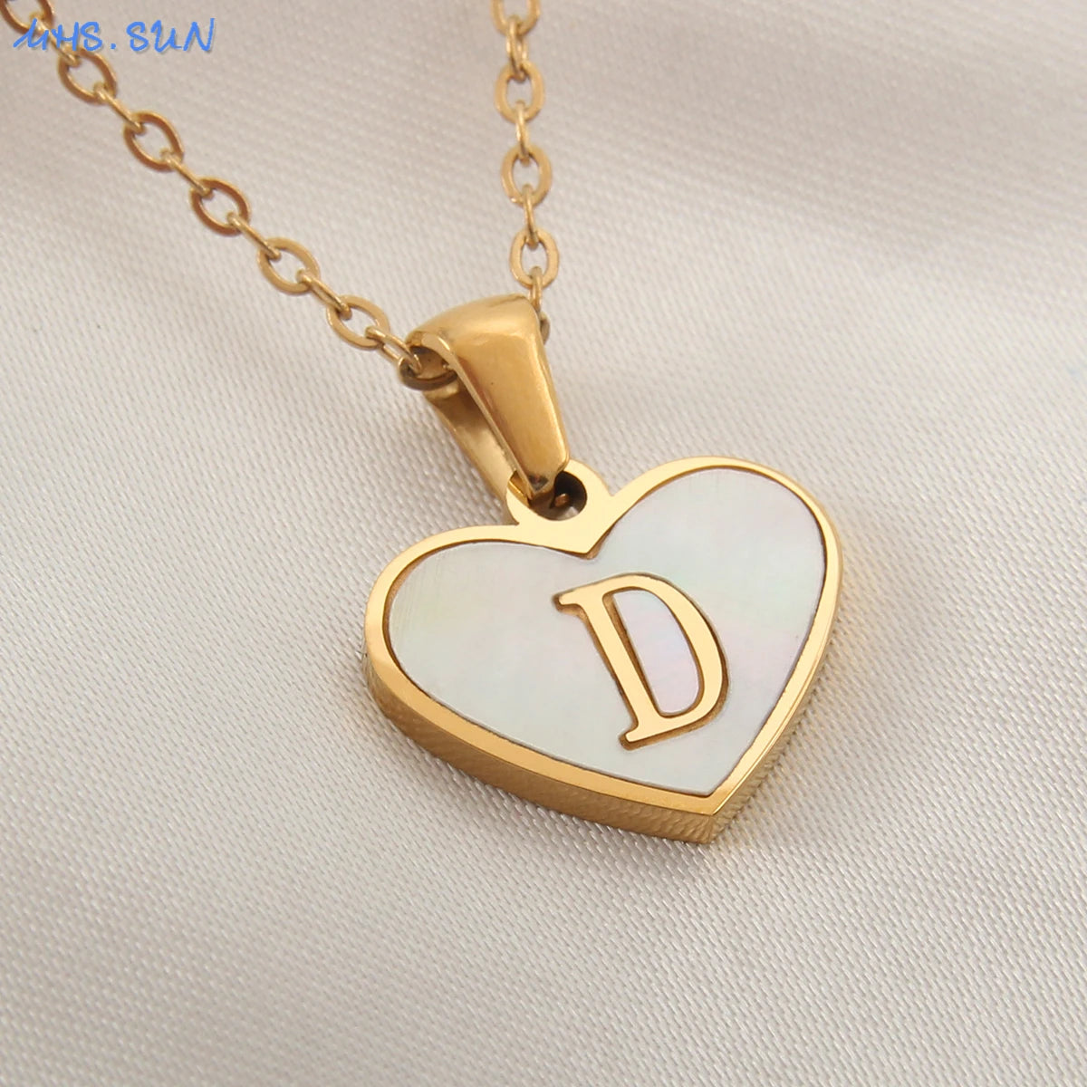 Stainless Steel Heart Initial Necklace for Women A-Z