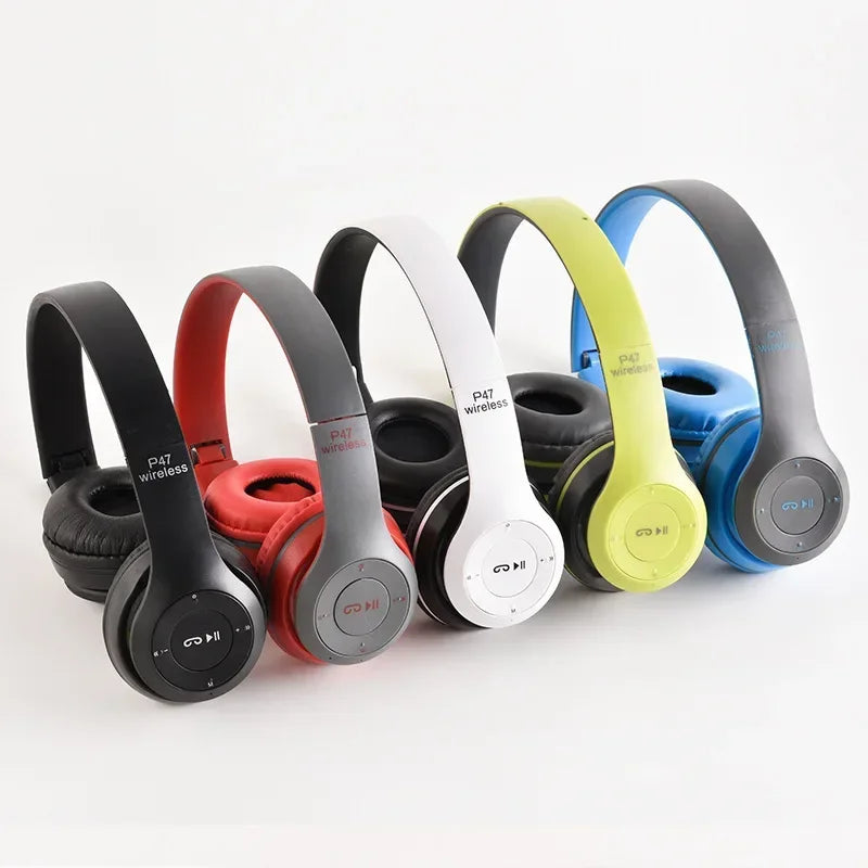 Headphone P47 Dobrável Bluetooth 5.0 com Entrada para Cartão TF e Conexão por Cabo