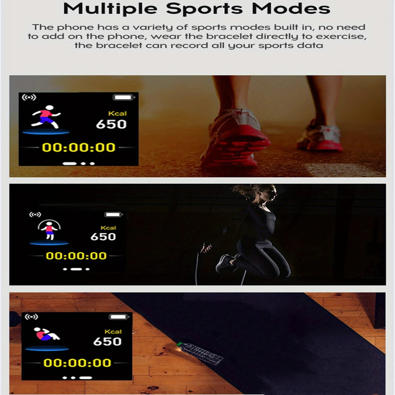 Unisex Smartwatch Fitness Monitor with Message Notifications for Android and iOS