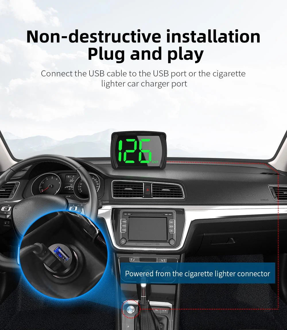 Y03 Universal Car HUD Head Up Display Digital Speedometer