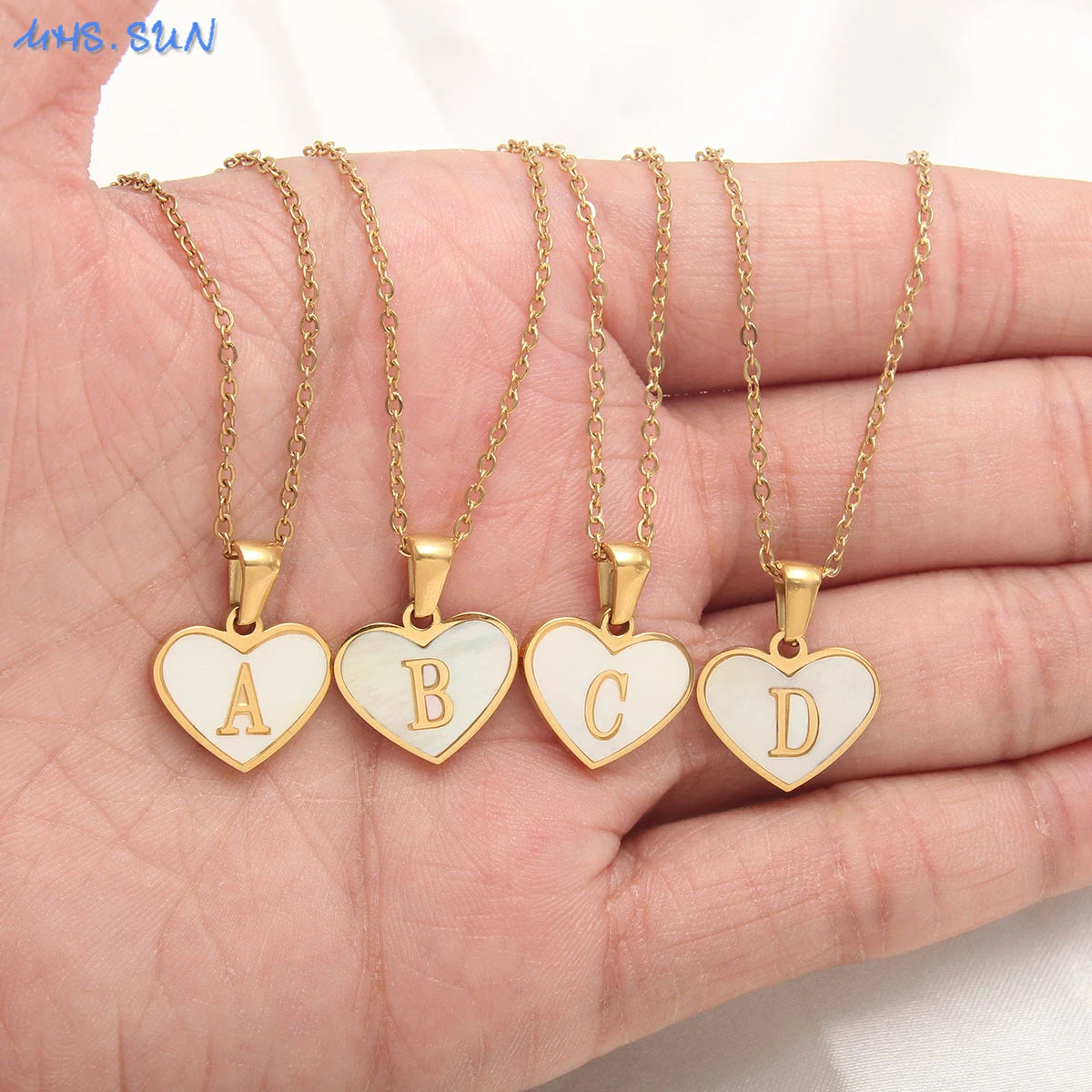 Stainless Steel Heart Initial Necklace for Women A-Z