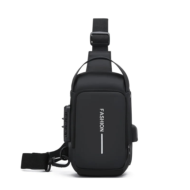 Durable Oxford Fabric Men’s Sling Bag – Motorcycle Crossbody Chest Pack with Phone Pocket