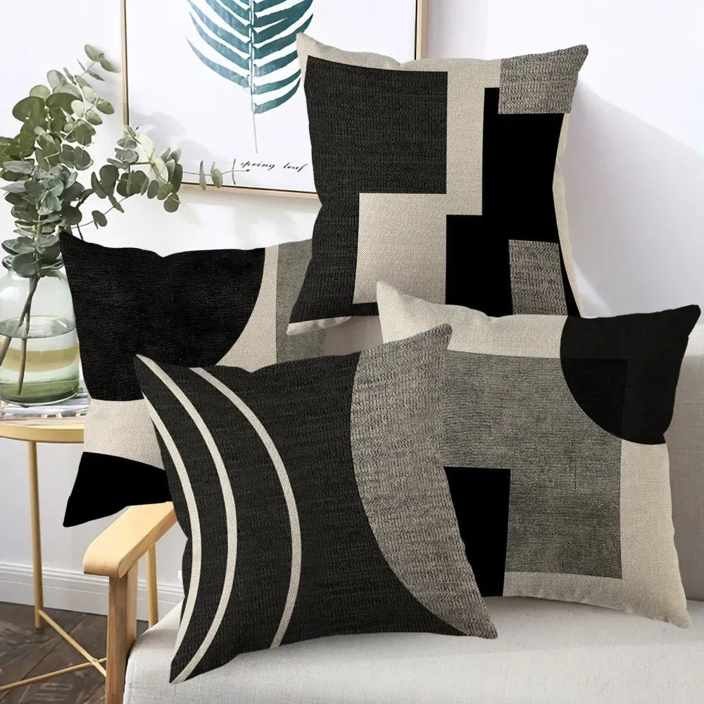 45x45cm Abstract Geometric Black and White Decorative Pillowcase
